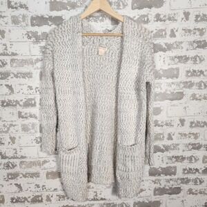For Thee Knit Open‎ Front Cardigan Sweater Pockets XS Cozy Comfy Over Sized Long